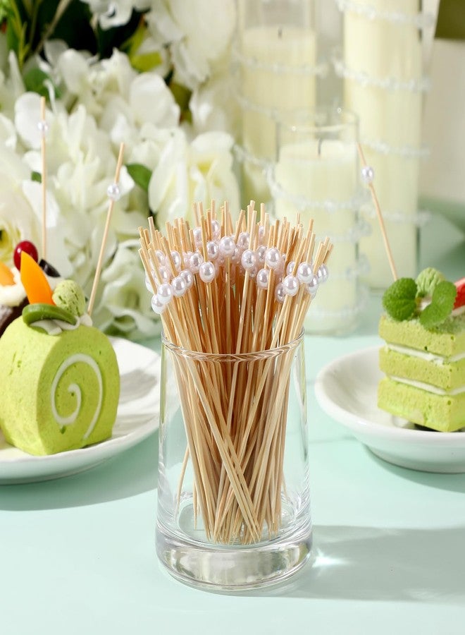 Reallnaive 600 Pcs Cocktail Picks Fancy Toothpicks for Appetizers 4.7 Inch White Pearl Cocktail Skewers for Drink Bamboo Flavored Stick Charcuterie Fruit Food Accessories Birthday Wedding Party Decor - Image 3